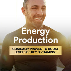 GNC Mega Men Energy Metabolism nutrition facts closeup emphasizes energy-supporting nutrients.