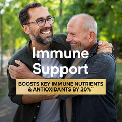 GNC Mega Men label back with ingredients supporting immune function and heart health