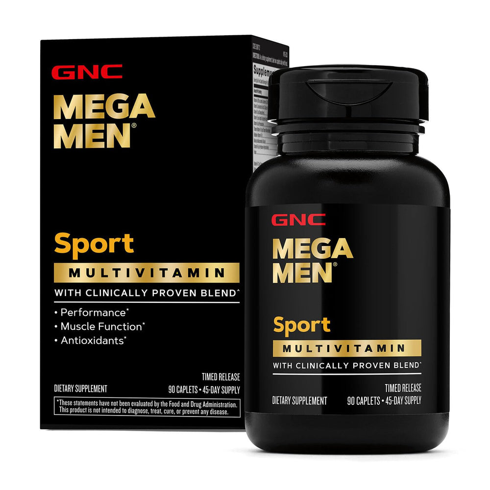 GNC Mega Men Sport bottle front for daily athletic support