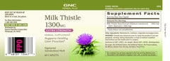 GNC Milk Thistle 1300mg vegetarian formula label showing strength.