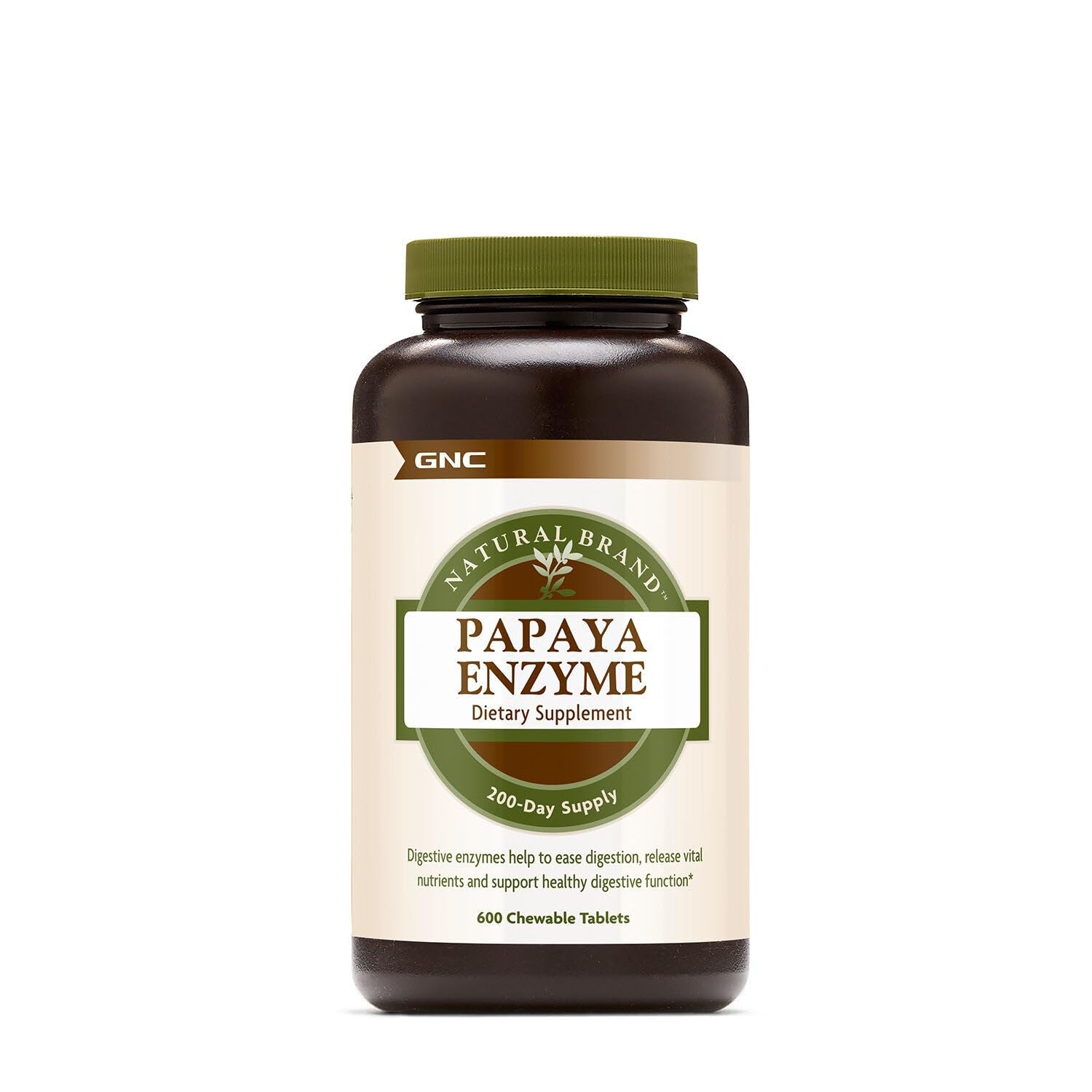 GNC Papaya Enzyme chewable tablets, front view, for digestion support.