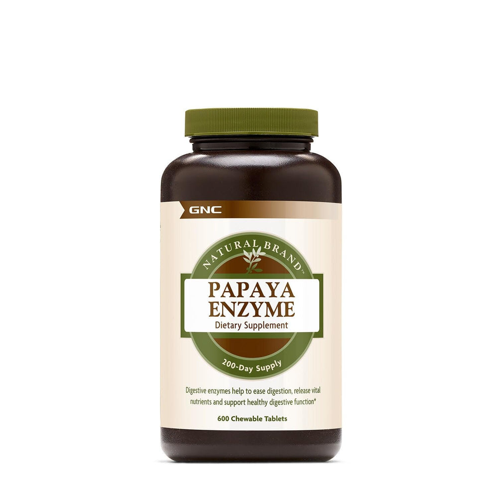 GNC Papaya Enzyme chewable tablets, front view, for digestion support.