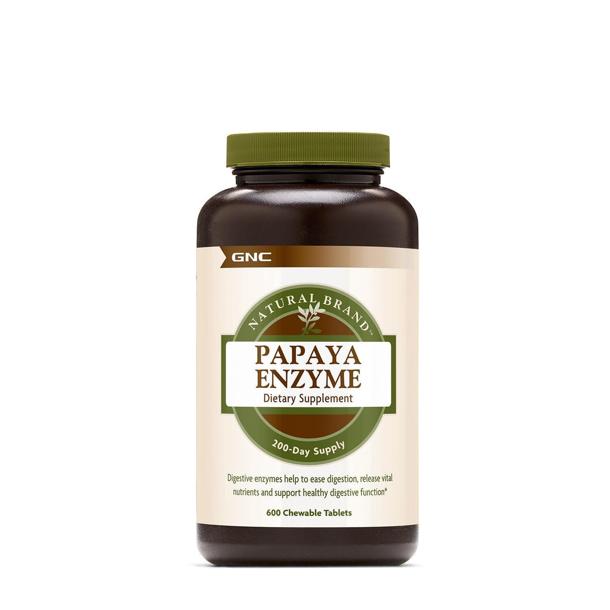 GNC Papaya Enzyme chewable tablets, front view, for digestion support.