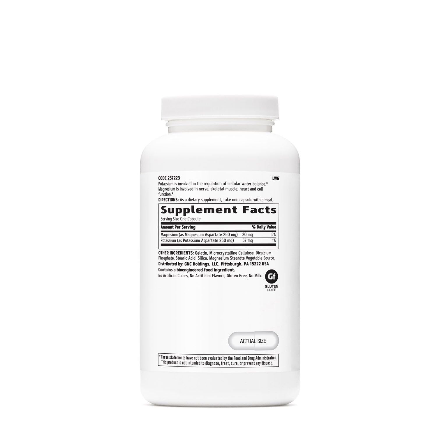 GNC Potassium and Magnesium Aspartate bottle label highlights key ingredients.