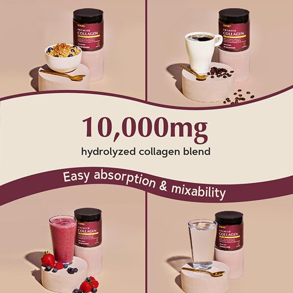 GNC Premier Collagen Powder porcine-free formula for mindful use.
