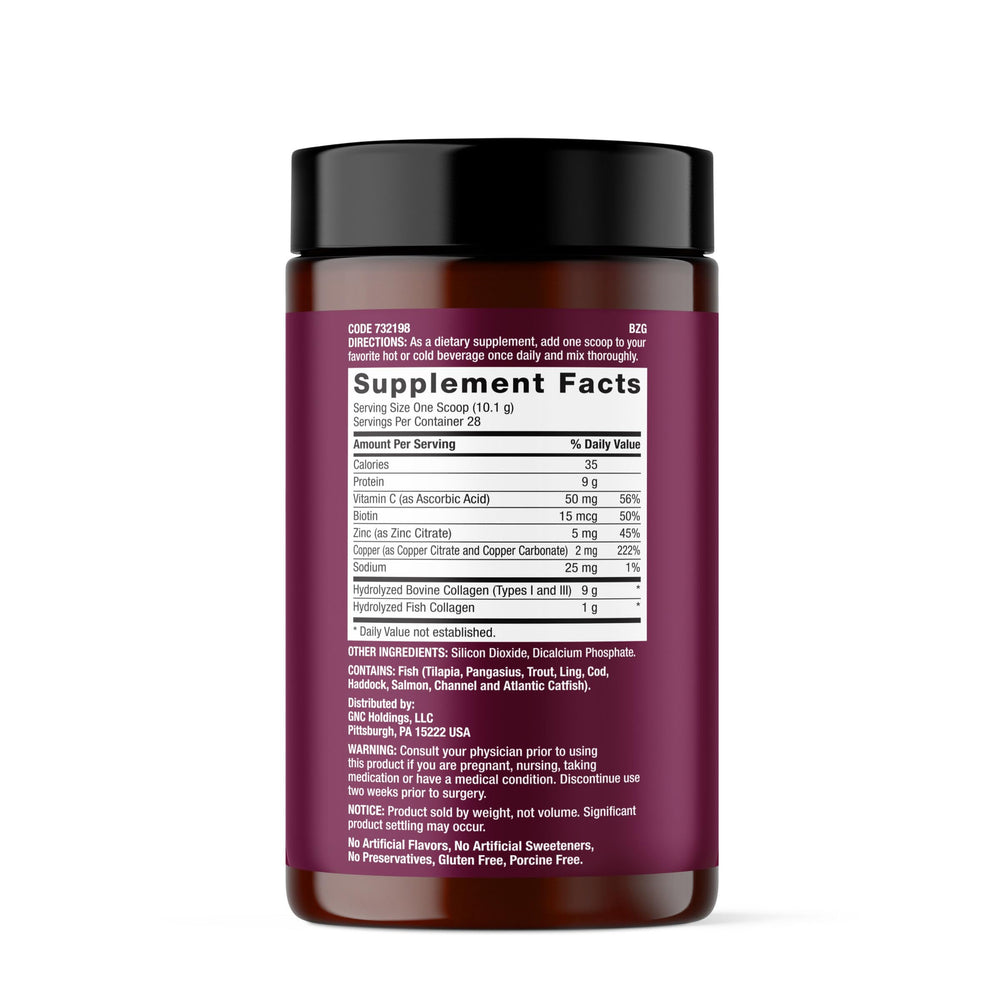 Scoop of GNC Premier Collagen Powder ready for a serving.
