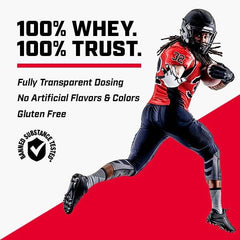 GNC Pro Performance 100% Whey Strawberry label shows gluten-free protein.