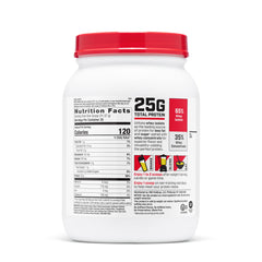 GNC Pro Performance 100% Whey Banana Cream shake shown in glass