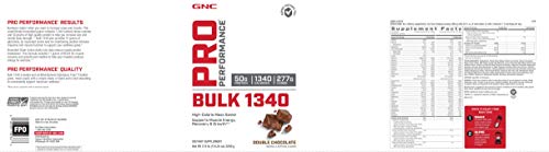 GNC Pro Performance Bulk 1340 serving scoop shown, convenient fueling for workouts and recovery