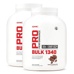 GNC Pro Performance Bulk 1340 twin-pack vanilla ice cream bottle, ideal for mass-building during training