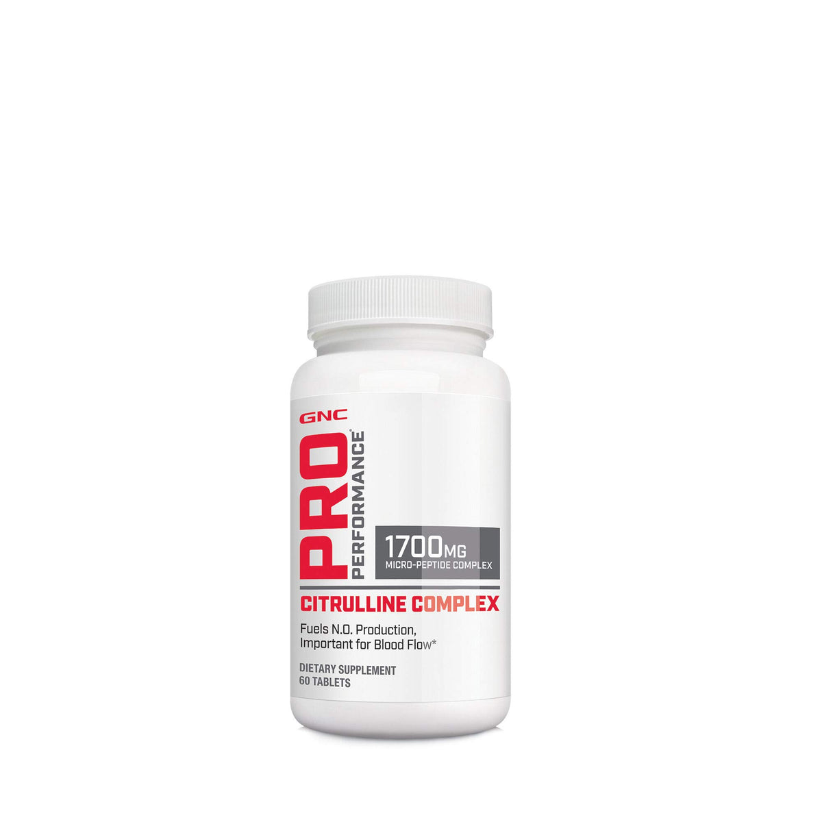 GNC Pro Performance Citrulline Complex bottle supports nitric oxide production and blood flow
