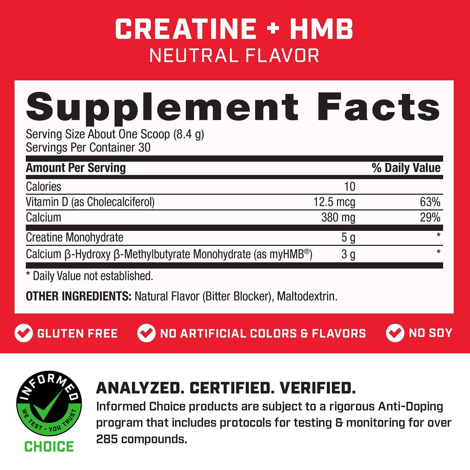 GNC Pro Performance Creatine Monohydrate + HMB powder designed for easy daily mixing