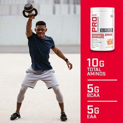 Close-up label detail showing BCAA and EAA content on Essential Amino Complete