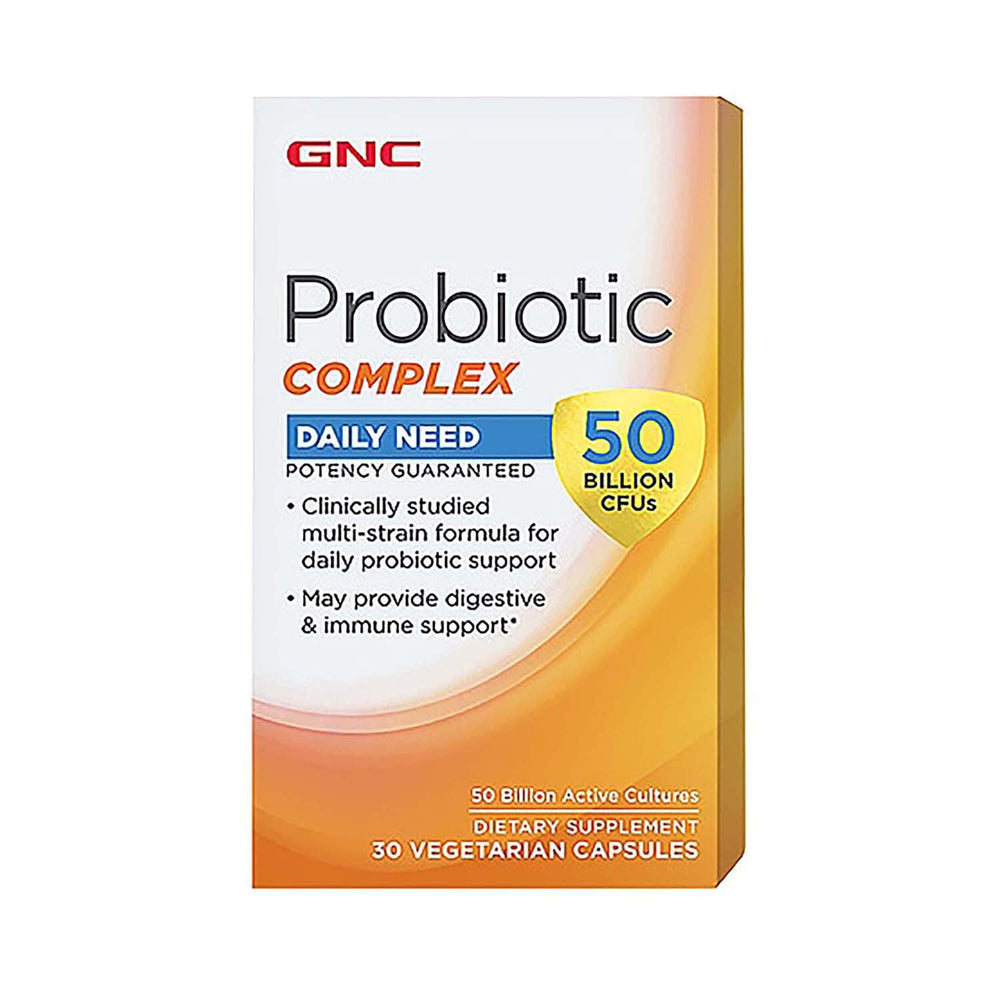 GNC Probiotic Complex Daily Need bottle with 50 Billion CFUs for digestive support.