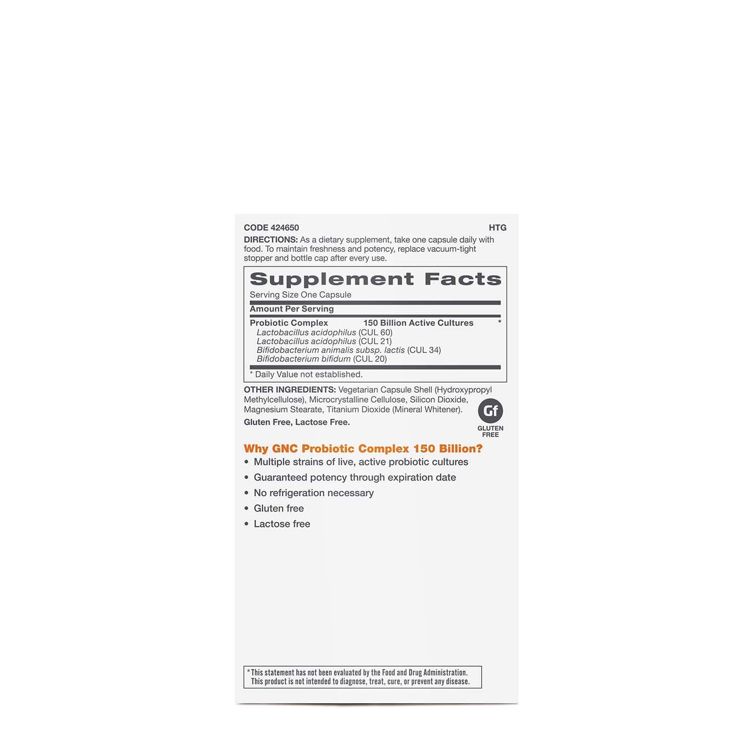 GNC Probiotic Complex 20 servings container for daily use