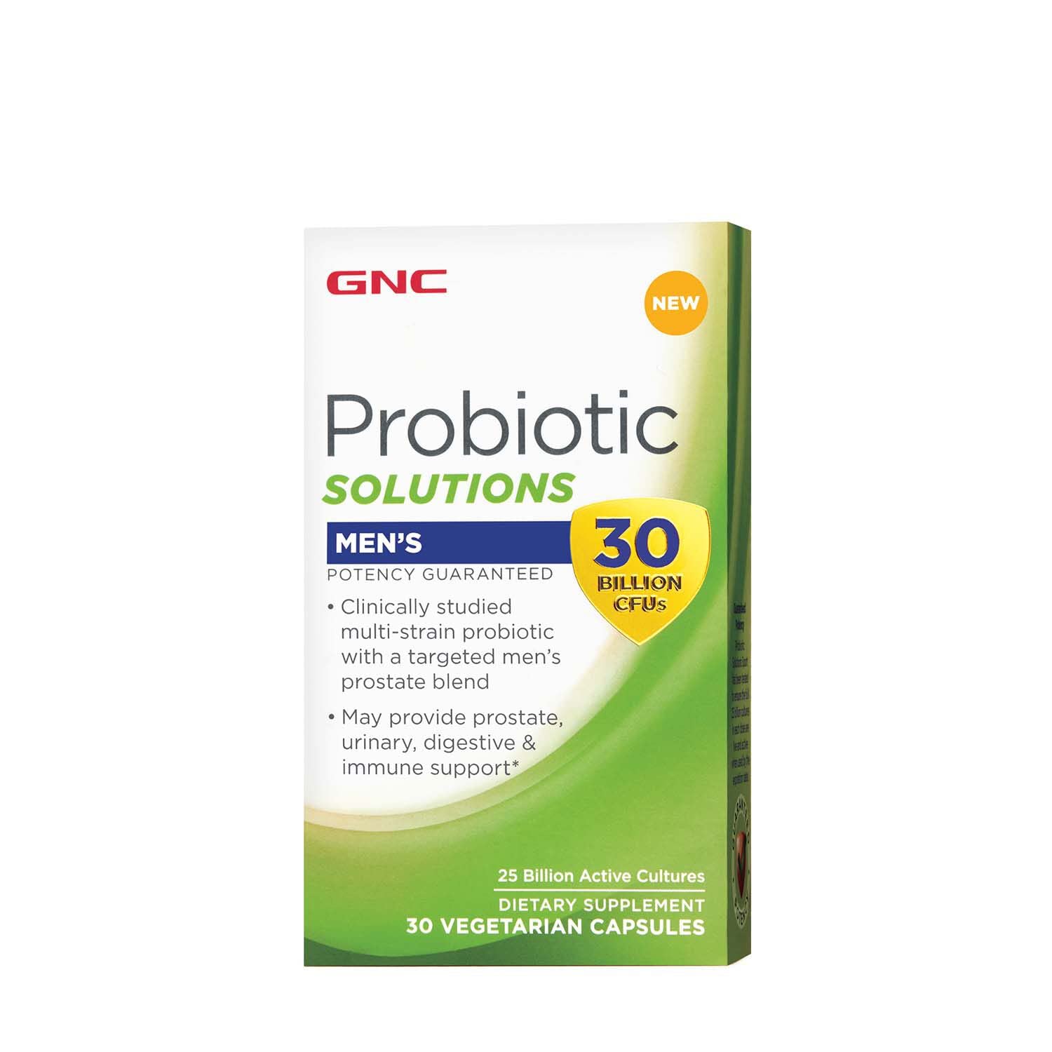 GNC Probiotic Solutions Men's bottle with 30 capsules for digestive and immune support