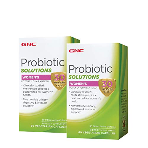 GNC Probiotic Solutions Women's bottle emphasizes 30B CFUs for daily digestive and immune support.