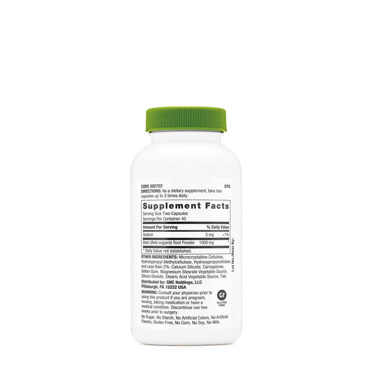 GNC SuperFoods Beet Root softgels delivering 60mg chlorophyll, vegetarian friendly.
