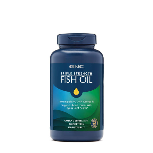GNC Triple Strength Fish Oil bottle ready for daily omega-3 support
