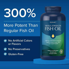 GNC Triple Strength Fish Oil enteric coating reduces fishy aftertaste