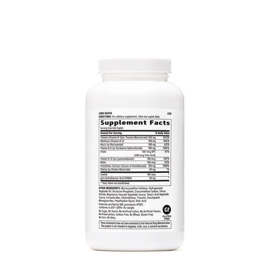 GNC Vitamin B Complex 100 caplet close-up for daily metabolism use
