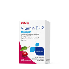 GNC Vitamin B-12 1000mcg cherry lozenge front view for daily energy support