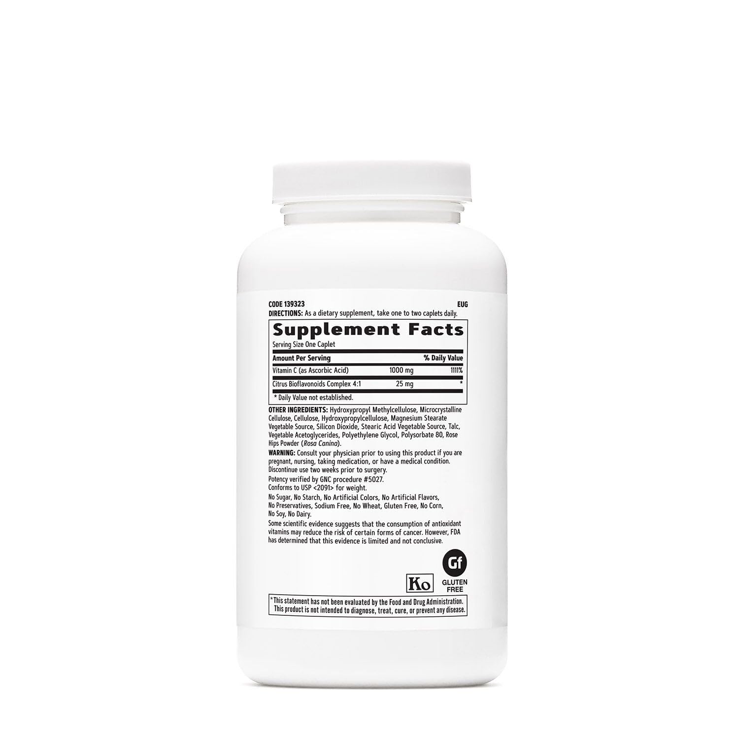 GNC Vitamin C Timed-Release 1000 mg dosage label showing 1000 mg per serving