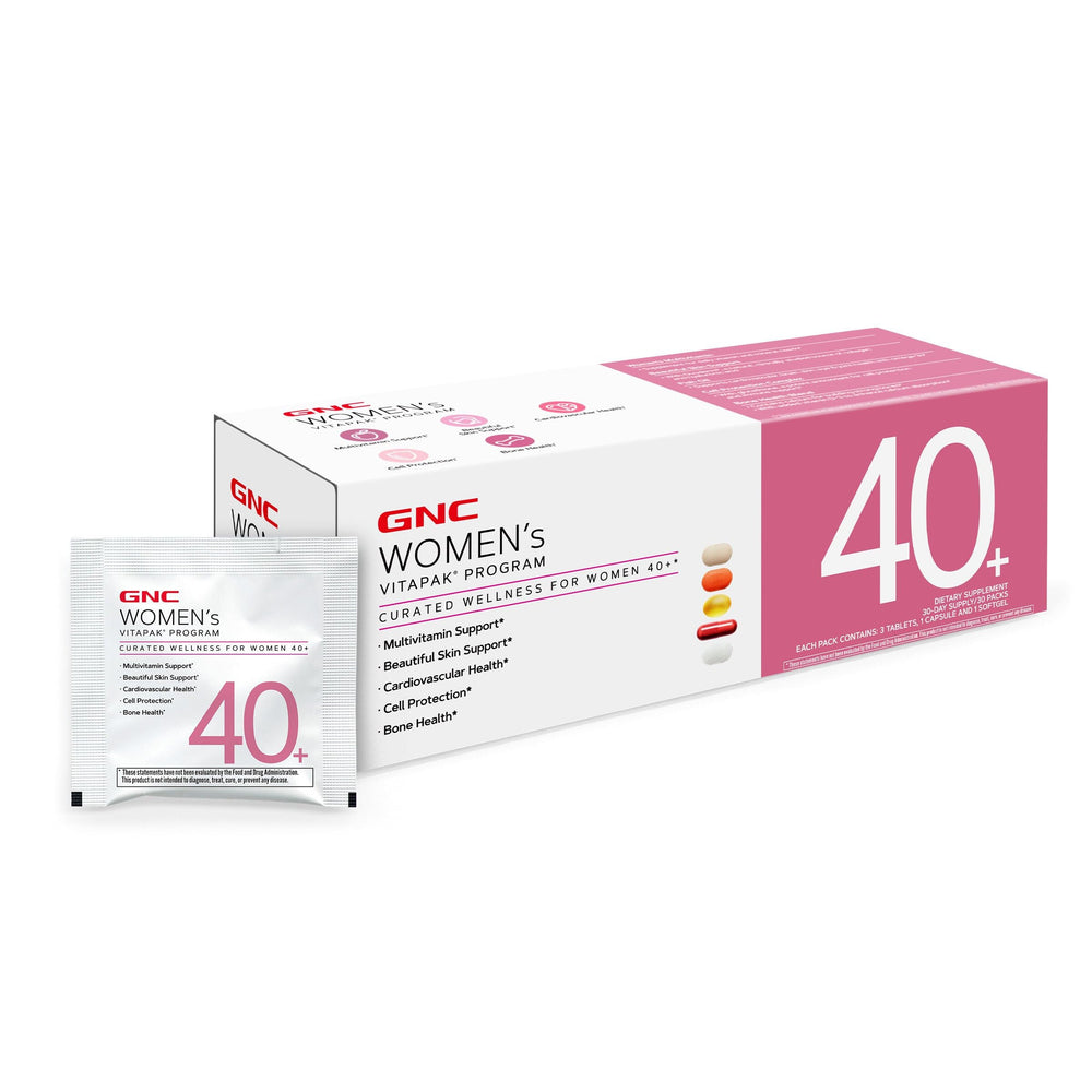 GNC Women’s 40+ Vitapak bottle-label highlights 5-in-1 formula for daily wellness