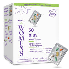 GNC Women's 50+ Vitapak packaging showing convenient 30-day packets
