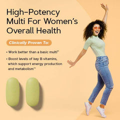 GNC Women’s Energy & Metabolism capsule close-up with vibrant color for daily vitality.