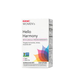 GNC Women's Hello Harmony bottle front promotes mood support and stress resilience