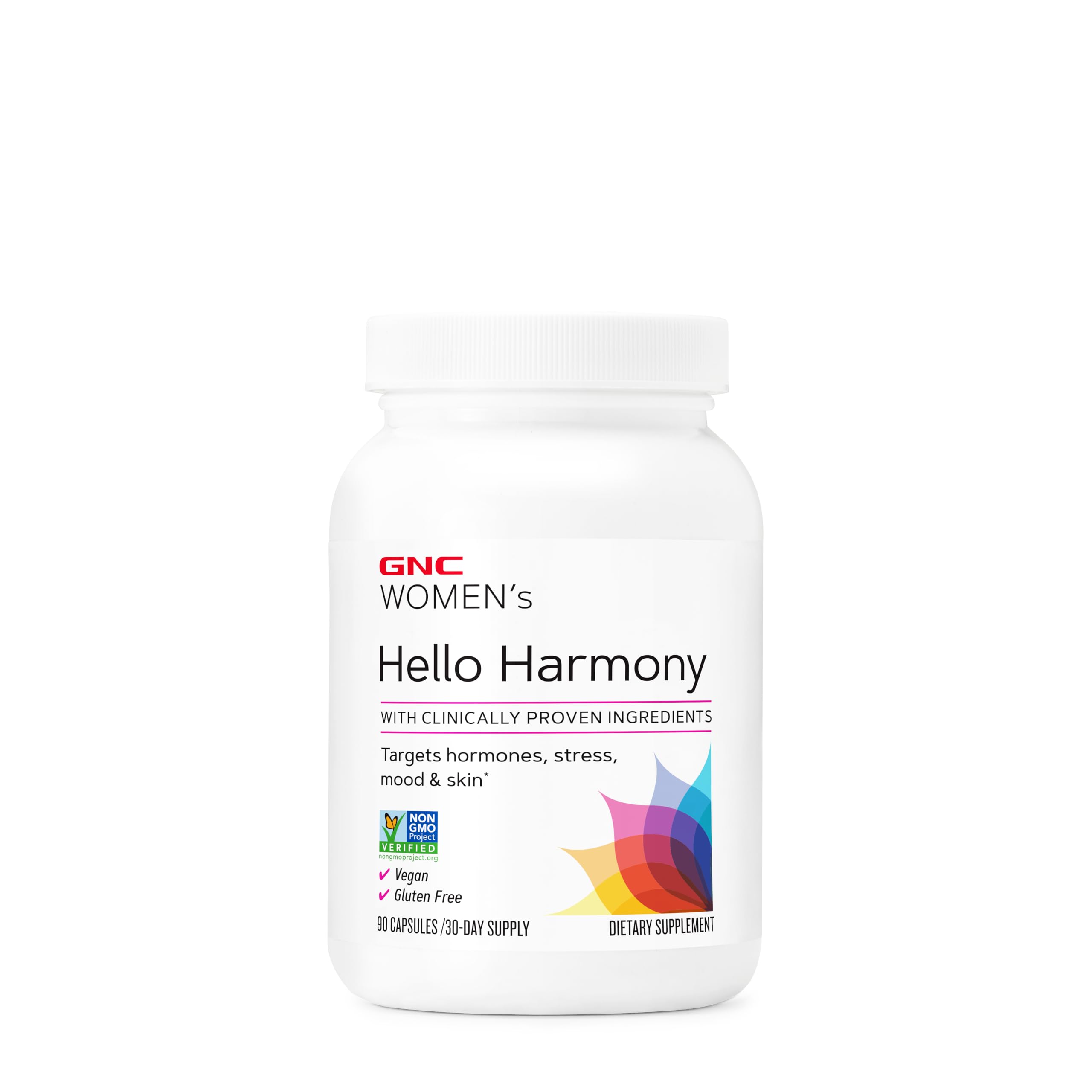 GNC Women's Hello Harmony capsules closeup for convenient daily mood support