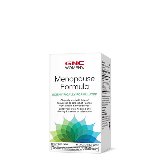 GNC Women's Menopause Formula capsules close-up shows easy-to-swallow design