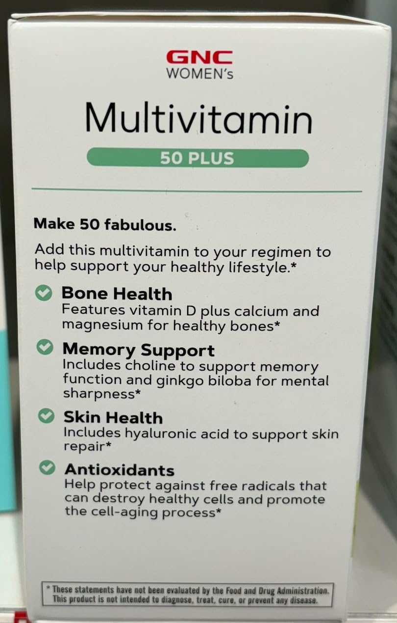 GNC Women's Multivitamin 50+ antioxidant blend protecting cells from oxidative stress.