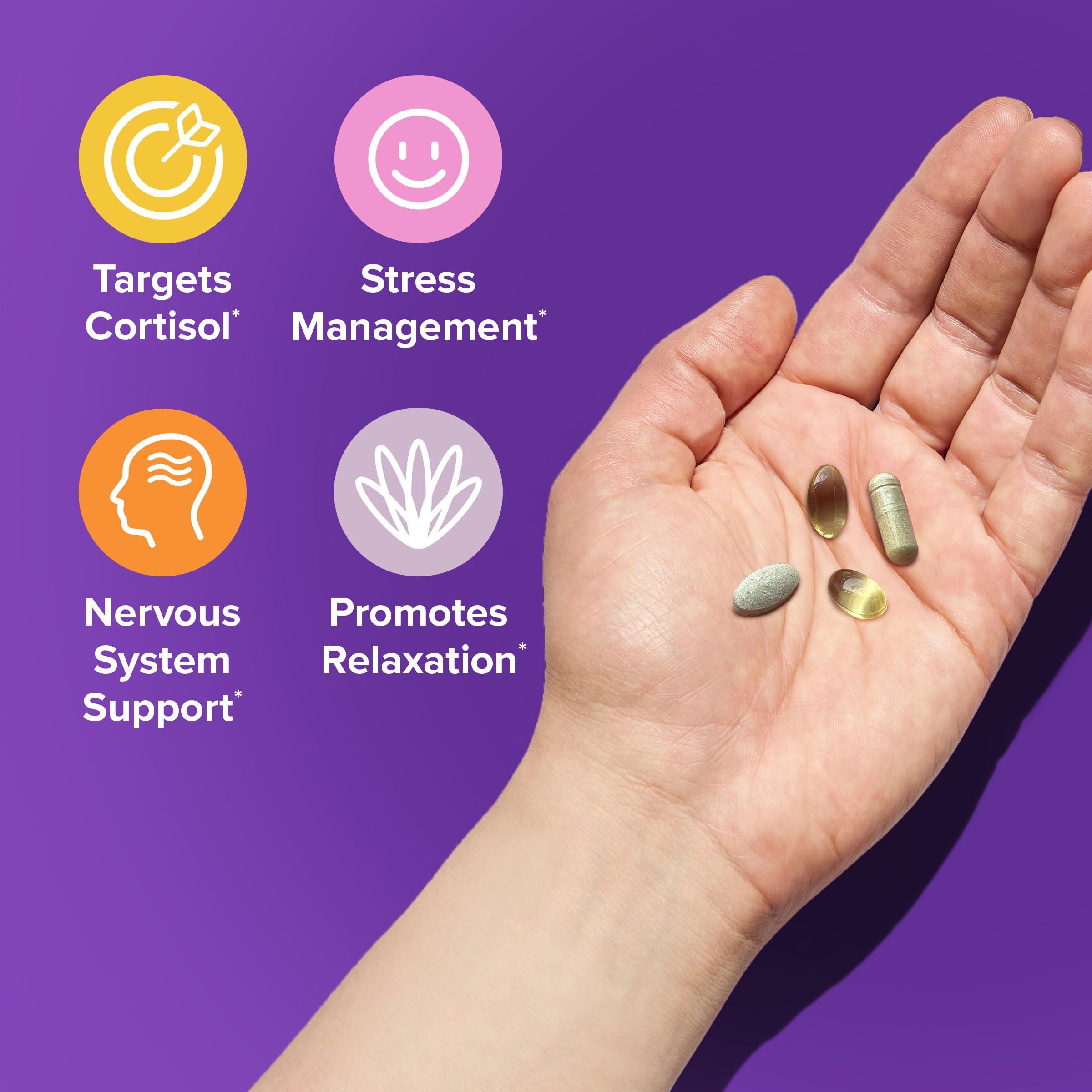 GNC Women's Stress Relief Vitapak omega-3 image emphasizes mood balance support