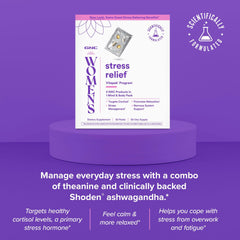 GNC Women's Stress Relief Vitapak on shelf conveys a trusted daily wellness choice