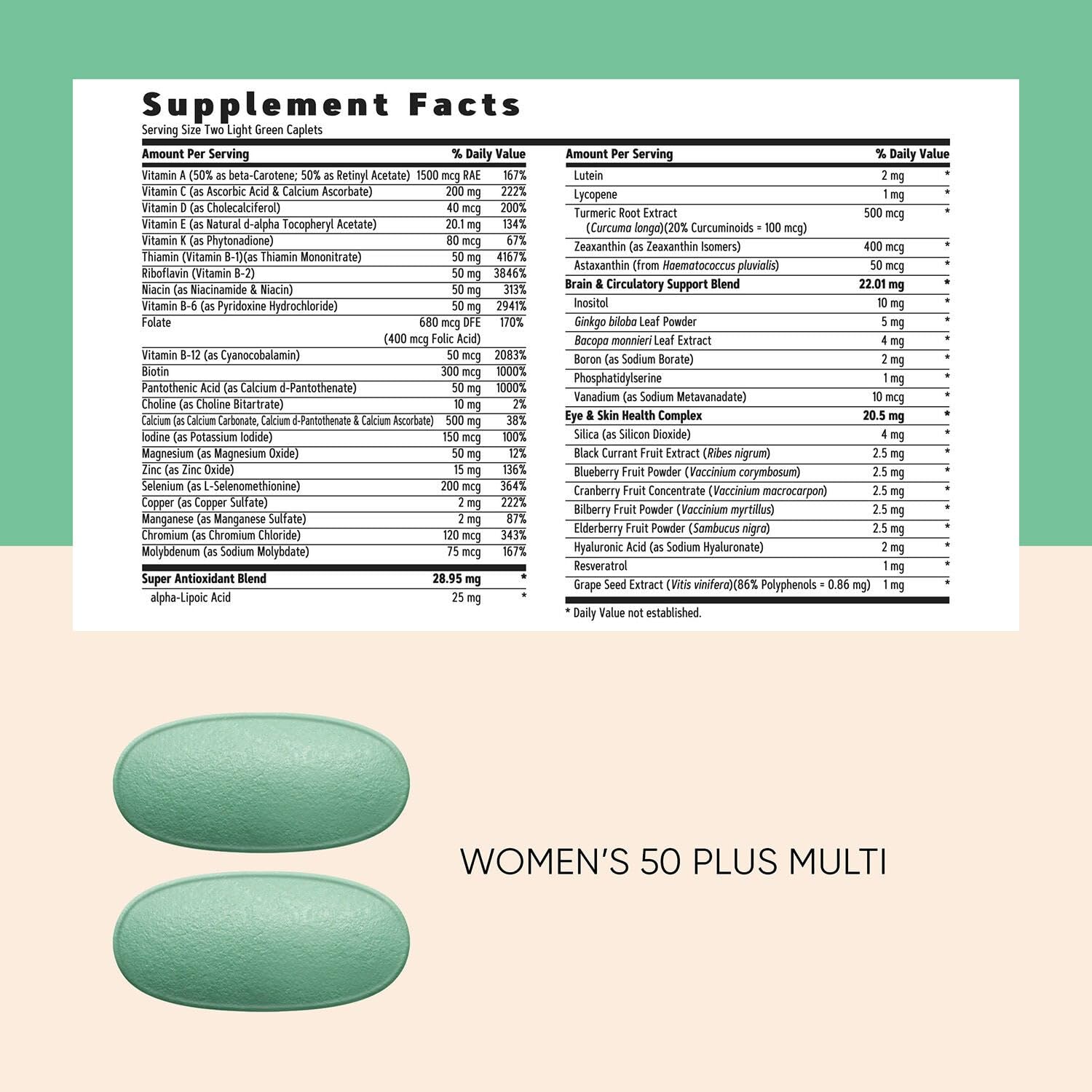 GNC Women's Ultra Mega 50 Plus memory support capsules with choline and ginkgo.