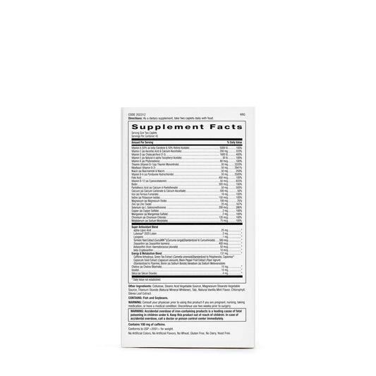 GNC Women's Ultra Mega Energy label close-up, metabolism support