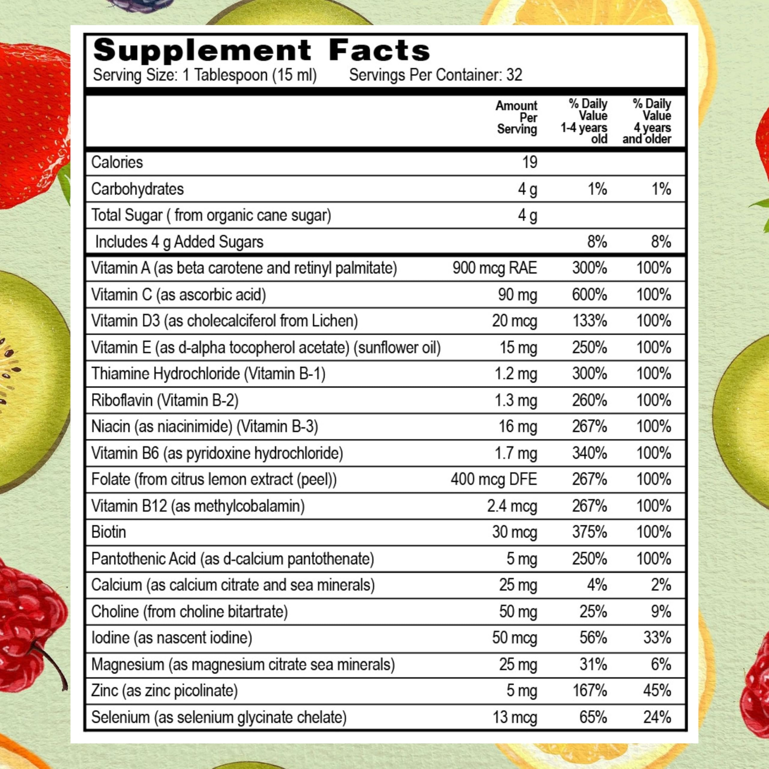 Go Healthy Natural Kids immune support graphic showcases vitamins and minerals