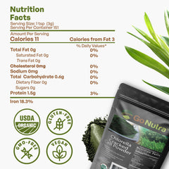Go Nutra Chlorella Powder package open for quick recipe mixing
