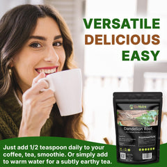 Go Nutra Dandelion Root Powder in resealable pouch preserving freshness