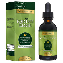 Go Nutrients Iodine Edge bottle pour for easy daily dosing and energy support.