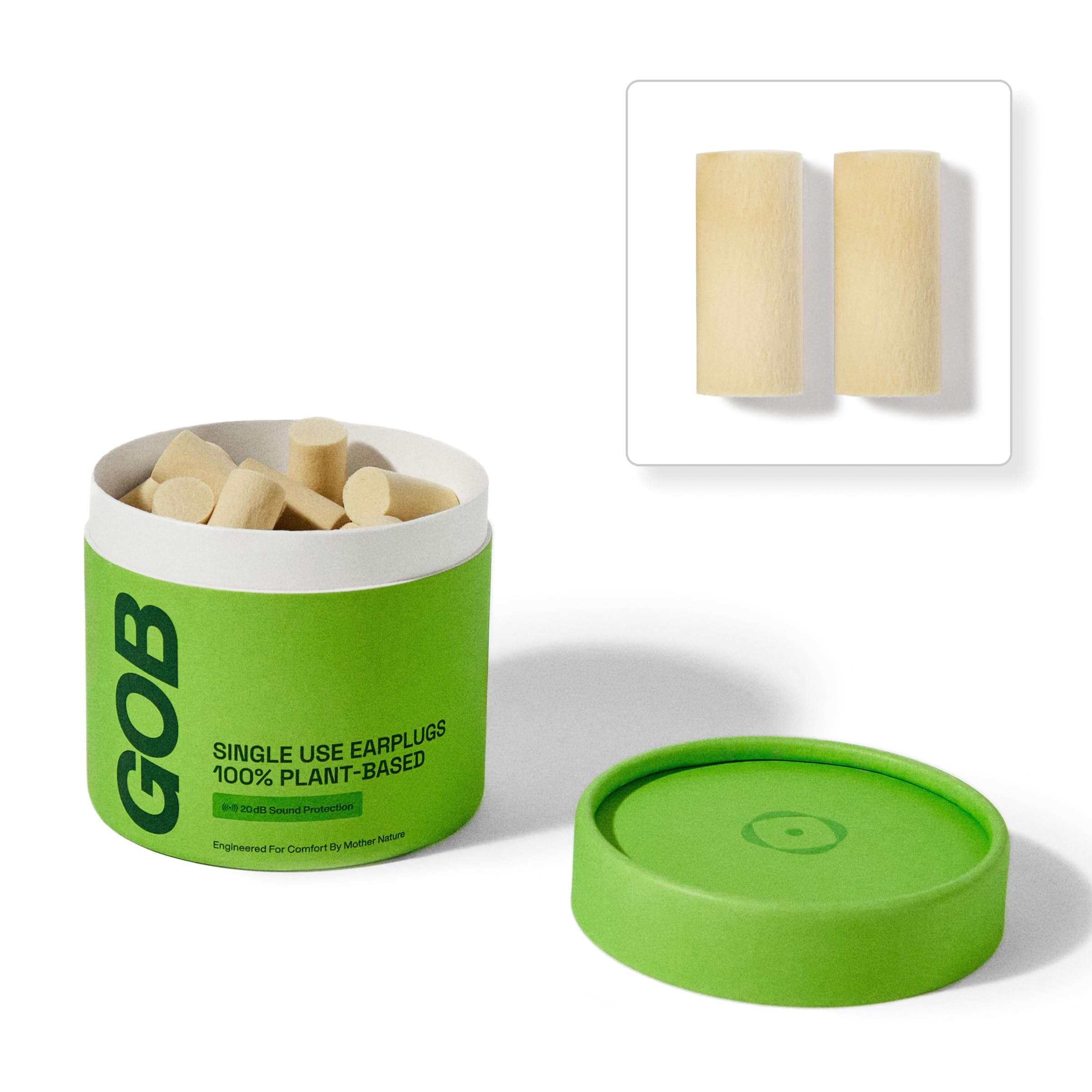 GOB biodegradable earplugs with 30 pairs provide eco-friendly protection.