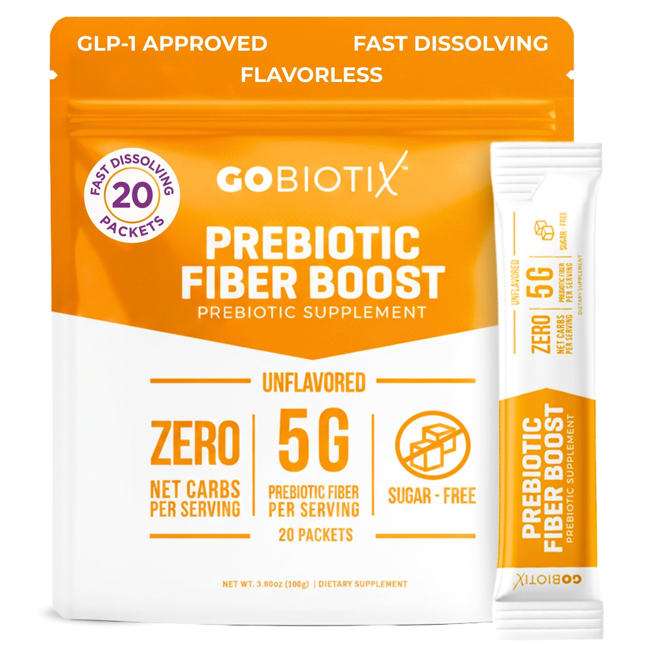 GoBiotix fiber powder unflavored mix for easy daily gut support.