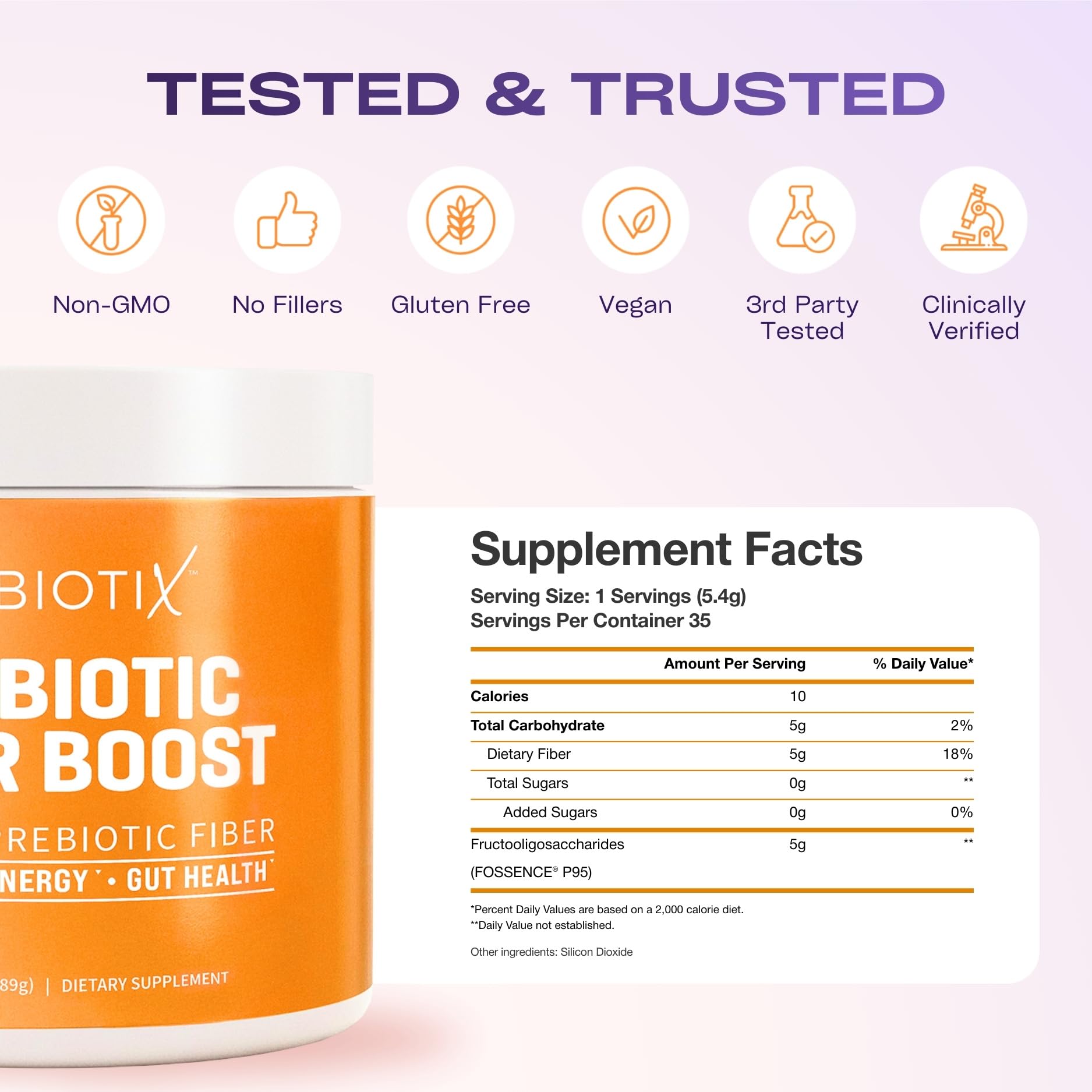 GOBIOTIX fiber supplement with no added sugars for clean daily use.