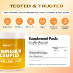 GoBiotix Magnesium Glycinate Powder label closeup shows premium mineral blend
