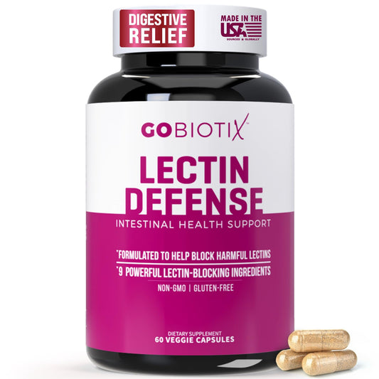 GOBIOTIX Lectin Defense bottle front with 60 capsules for digestive support.