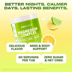 GoBiotix Magnesium Glycinate Powder Bottle with spoon—easy measuring and convenient daily use.