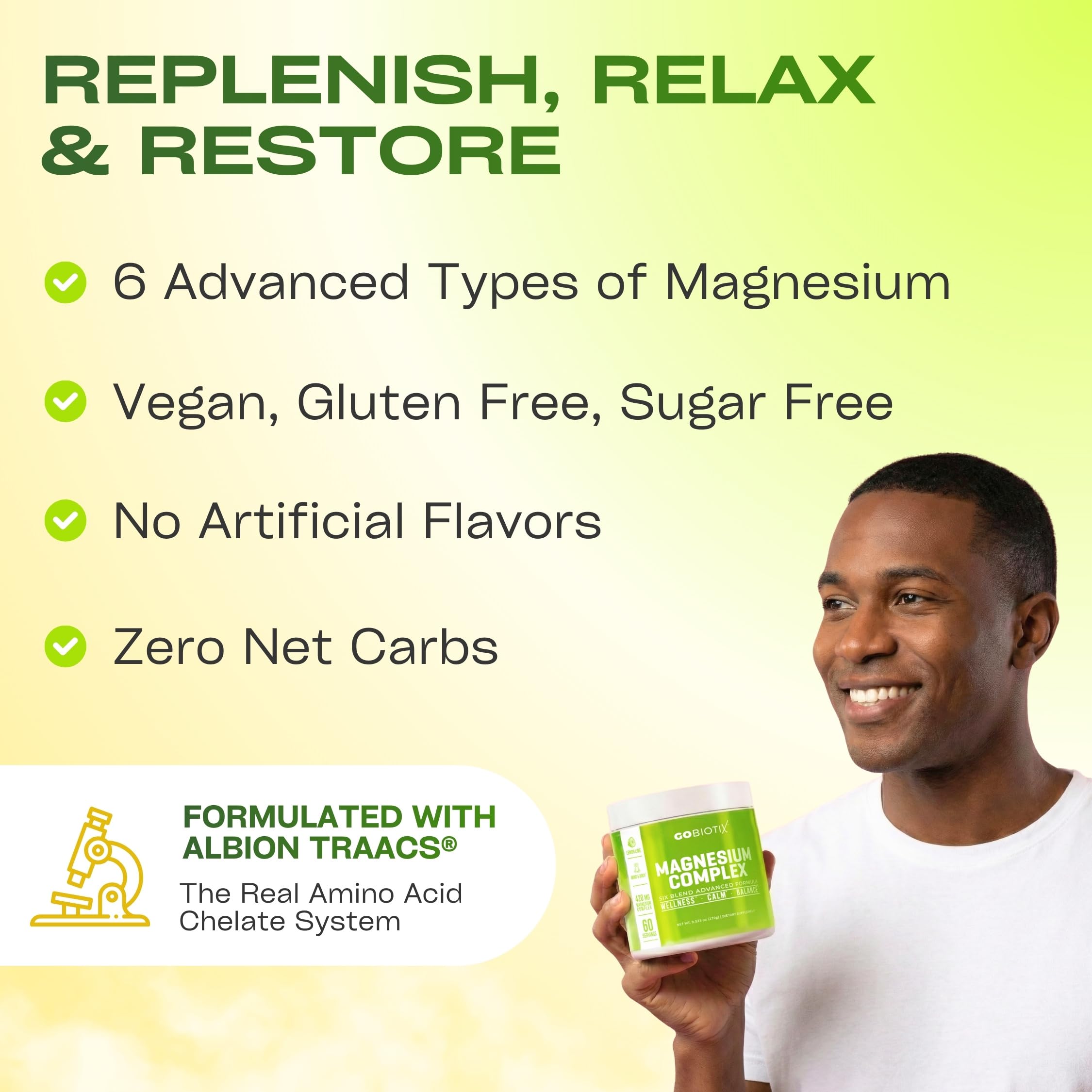 GoBiotix Magnesium Glycinate Powder Ultra-fine dissolve—quickly mixes into water for a refreshing drink.
