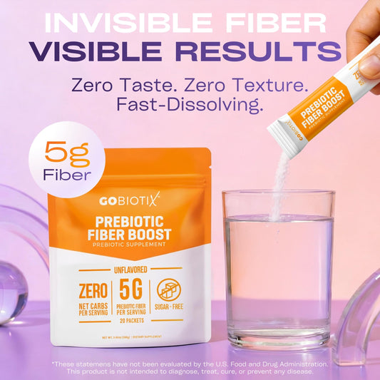 GoBiotix prebiotic fiber blends smoothly into water or coffee.